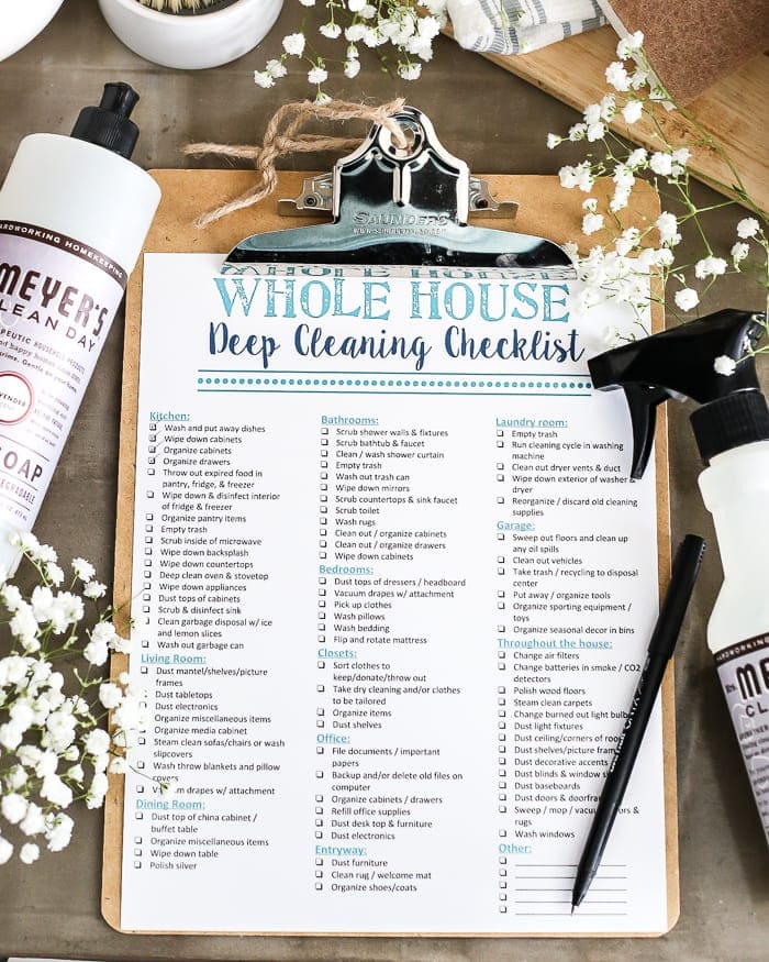 whole house deep cleaning checklist