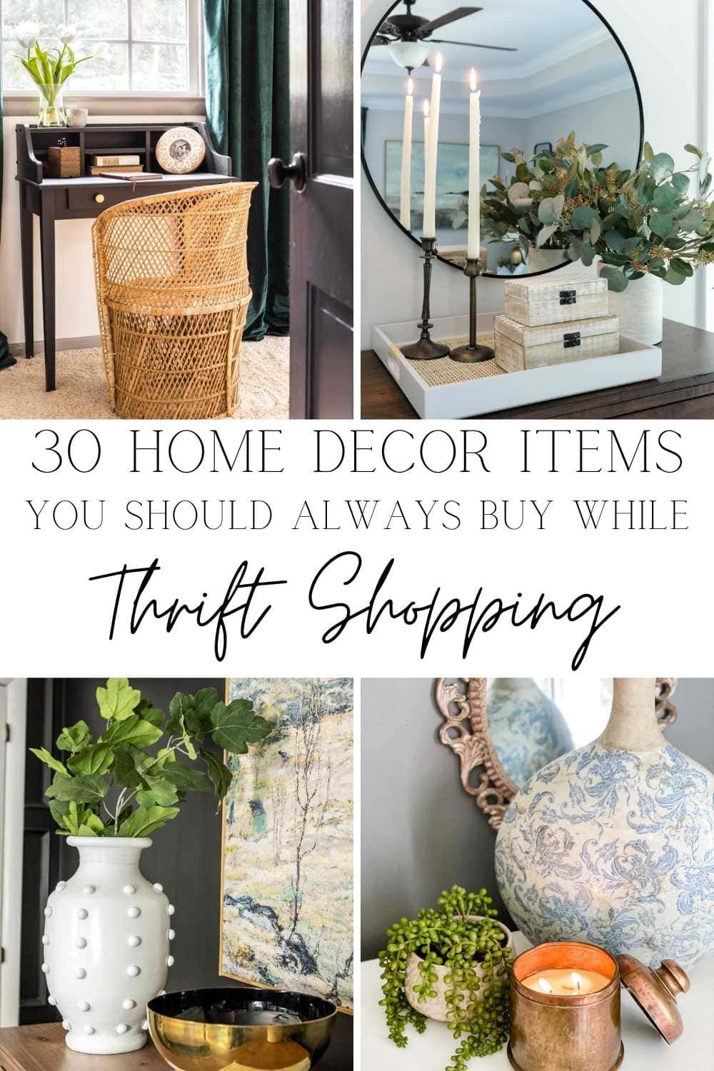 A round-up of 30 of the most common items to buy while thrift shopping that can be transformed into home decor using a few simple changes.