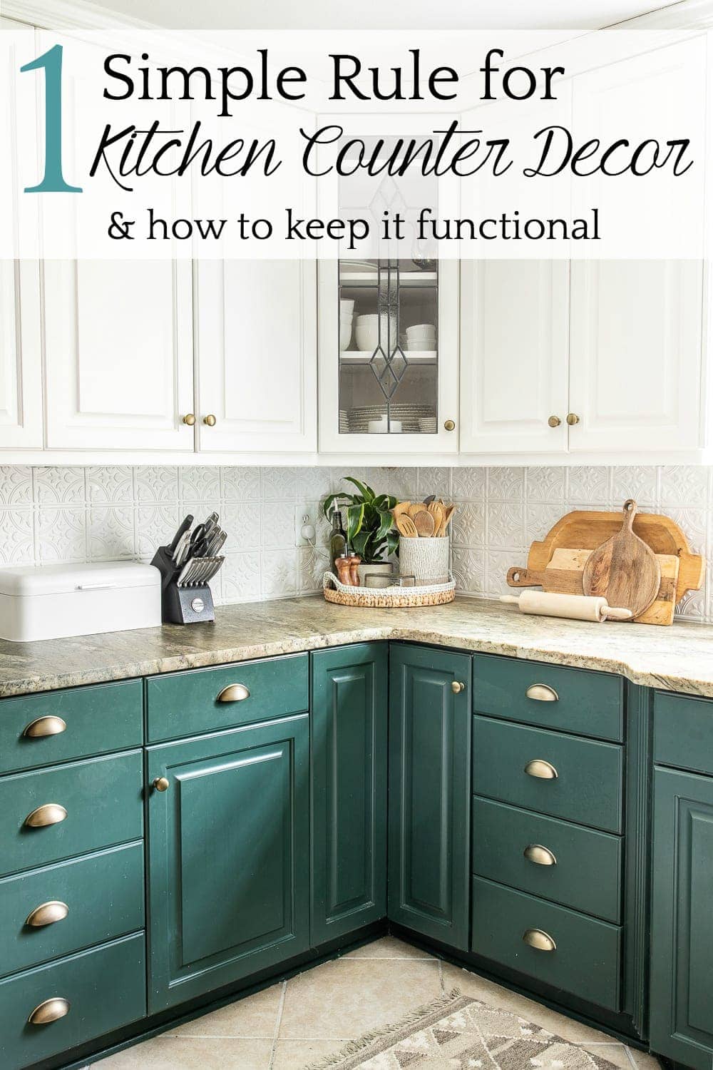 How to Decorate Kitchen Countertops | 1 simple rule for kitchen counter decor and 10 items to make them pretty but still functional while cutting the clutter.