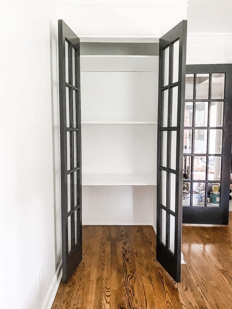 Easy DIY Closet Shelves & Bifolds to French Doors
