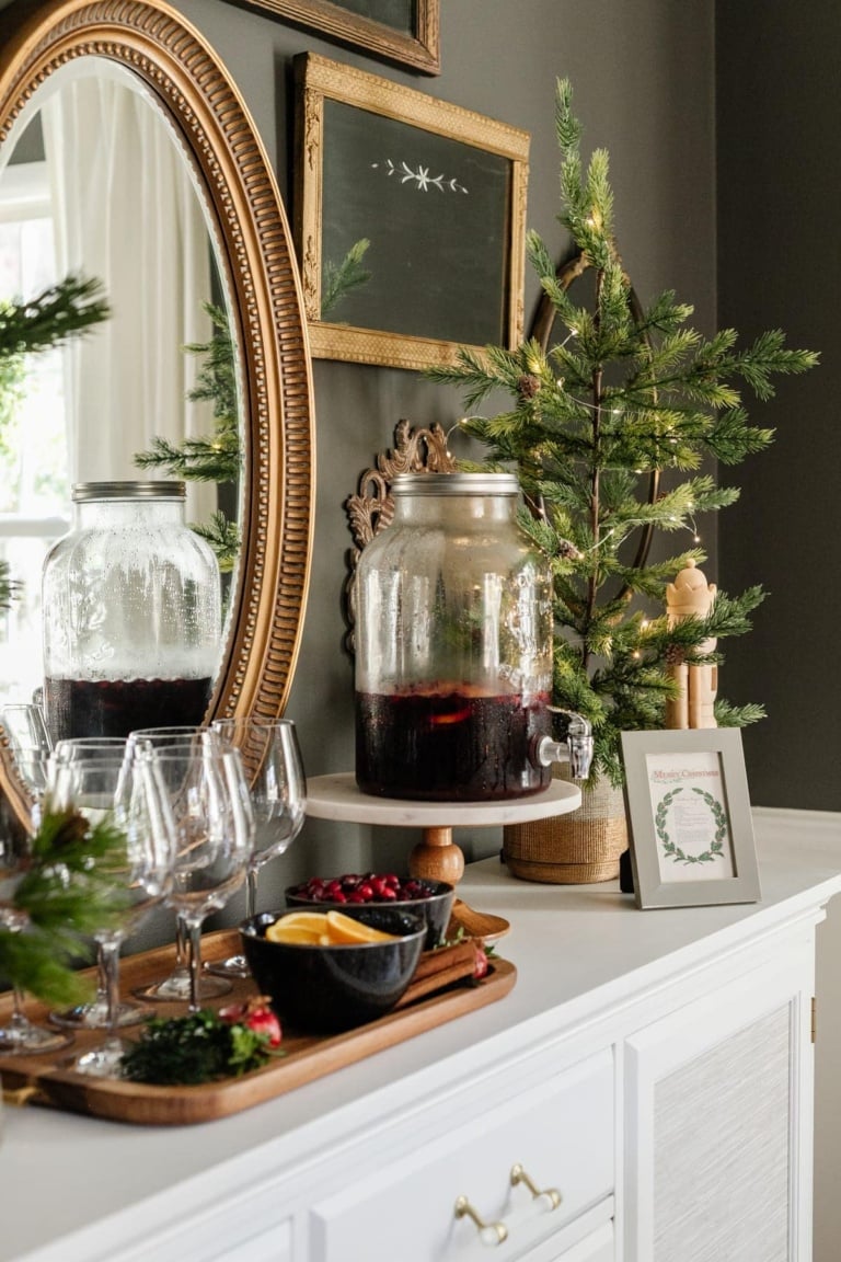 Modern Traditional Christmas Dining Room & Sangria Recipe Printable