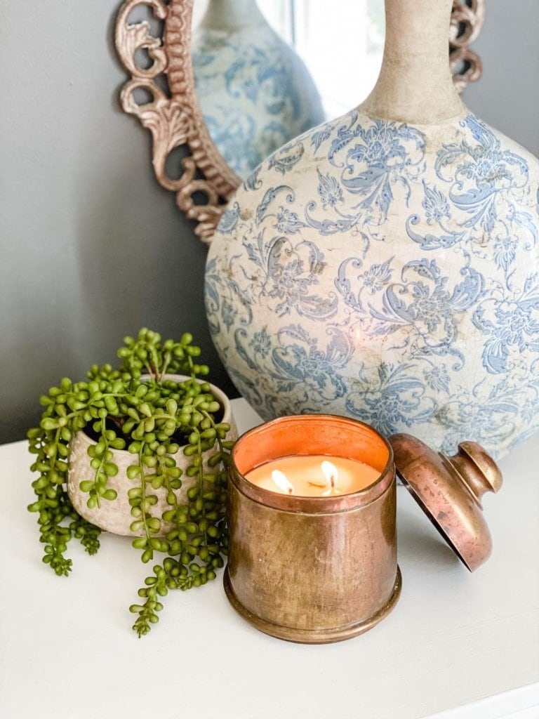 DIY Candle from a Thrifted Brass Canister