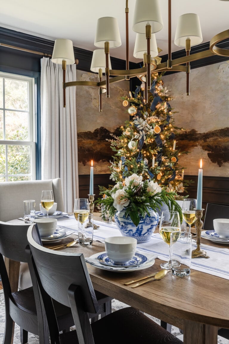 White and Blue Christmas Decor Ideas | Dining Room Tour