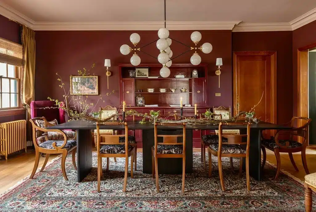 farrow and ball estate emulsion preference red maria nordlund design burgundy dining room