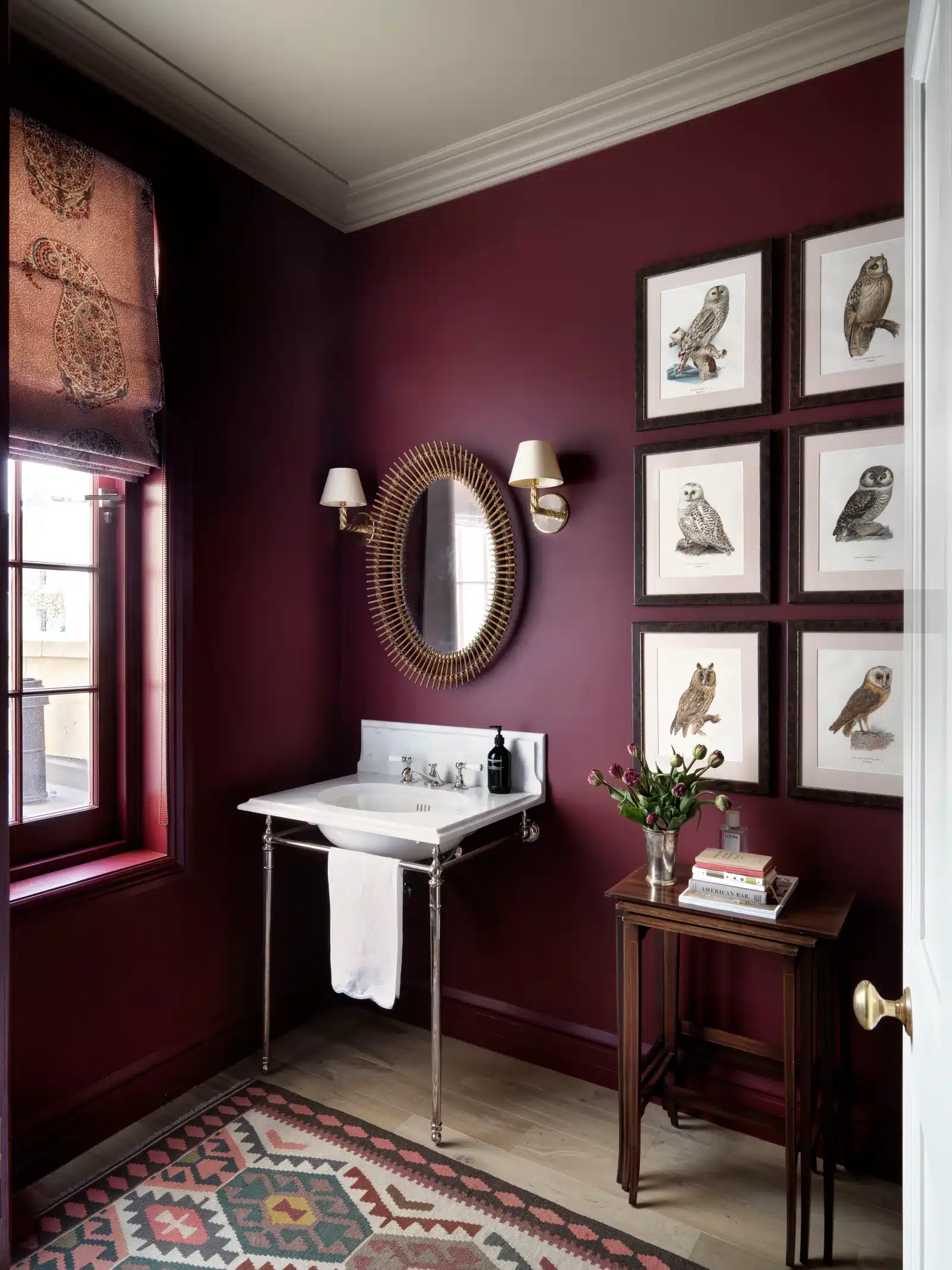 paint and paper library grenache de rosee sa simon brown architectural digest burgundy powder room