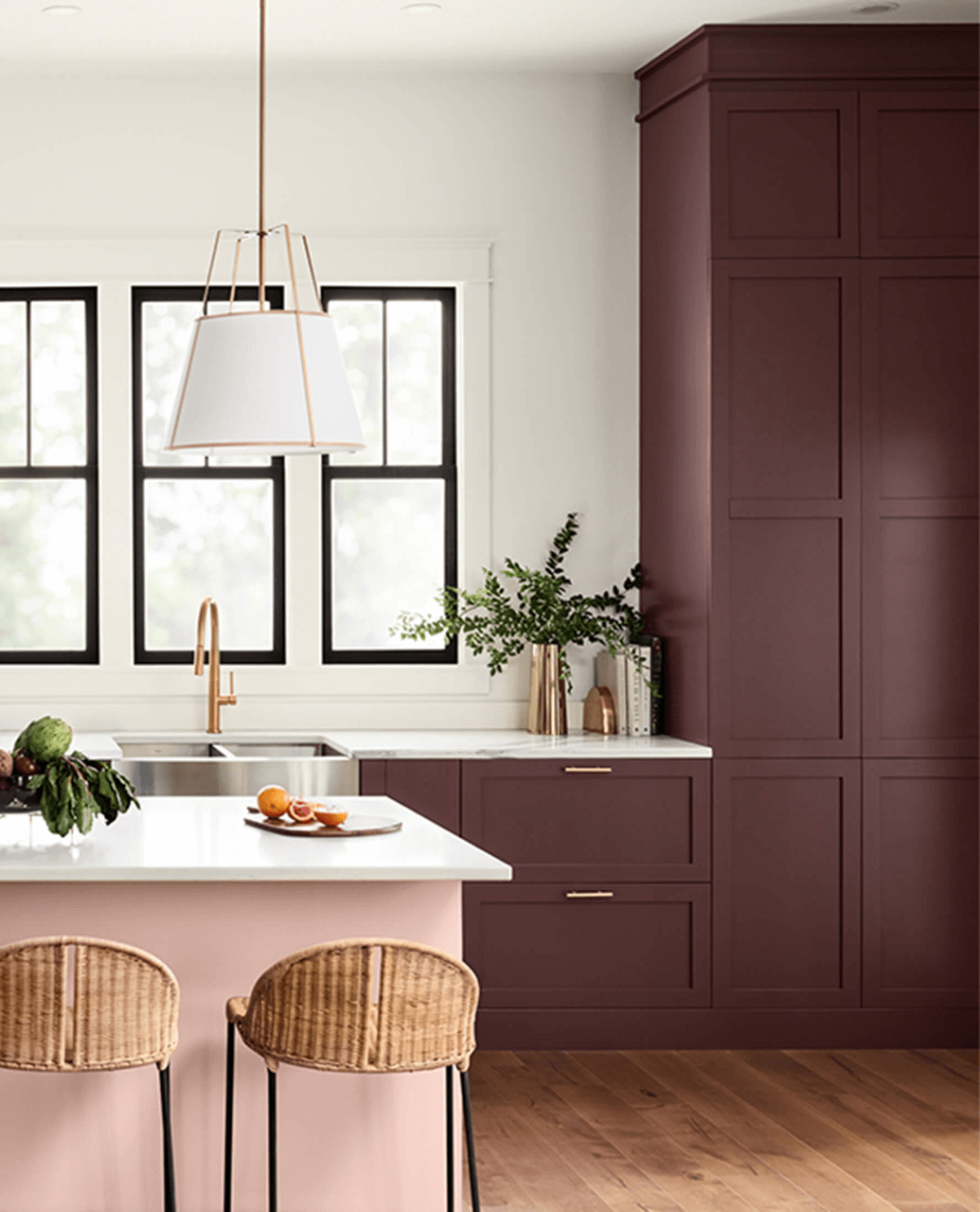 sherwin williams carnelian burgundy aubergine paint color kitchen cabinets